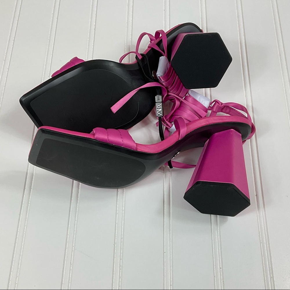 NWOT Zara Geometric Heeled Satin Sandals Size EU 38 - Picture 6 of 6